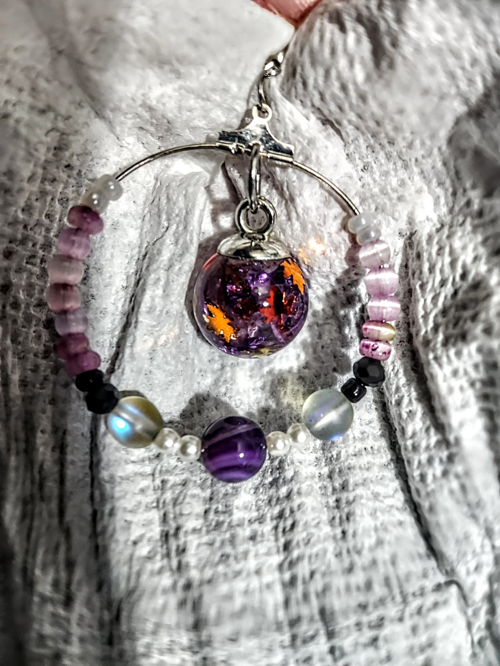 Handmade Purple Natural Healing Rock In Glass Ball